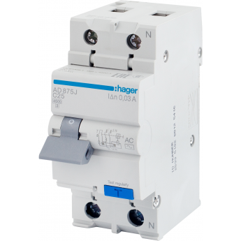 Дифференциальный автомат HAGER 1P+N 4.5kA C-25A 30mA AC